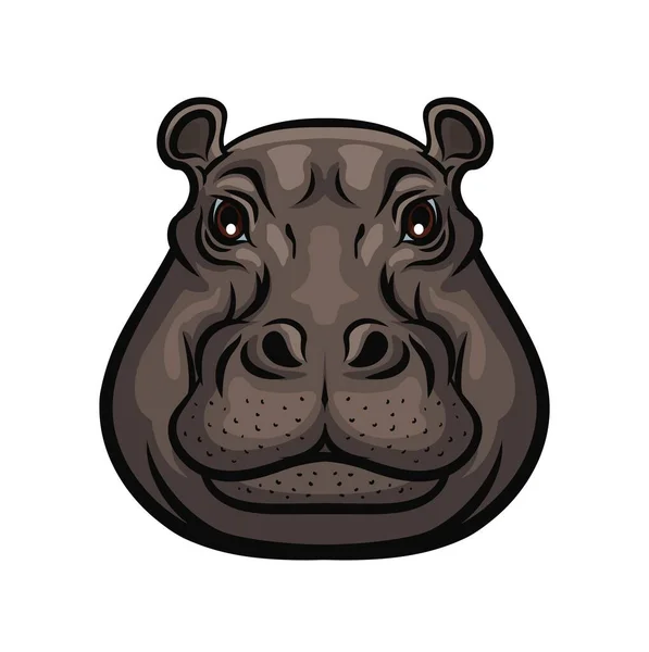 Hippopotamus Animal Wild Muzzle Head Vector Isolated Symbol Hunter Club — Stock Vector