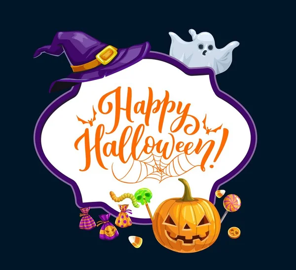 Boldog Halloween Ünnep Trükk Vagy Kezelni Horror Party Vektor Keret — Stock Vector