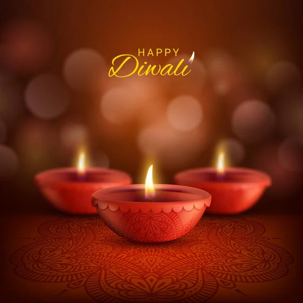 Diwali Diya Lámparas Vector Diseño Deepavali India Hindú Festival Religión — Archivo Imágenes Vectoriales