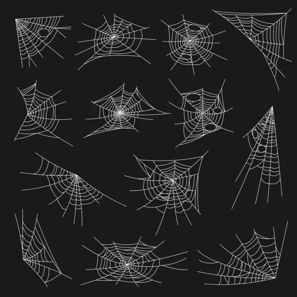 Spider Web Diseño Halloween Telaraña Vectorial Aislada Sobre Fondo Negro — Archivo Imágenes Vectoriales