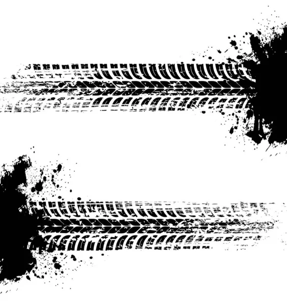 Empreintes Pneus Traces Pneus Voiture Marques Vectorielles Grunge Isolées Offroad — Image vectorielle