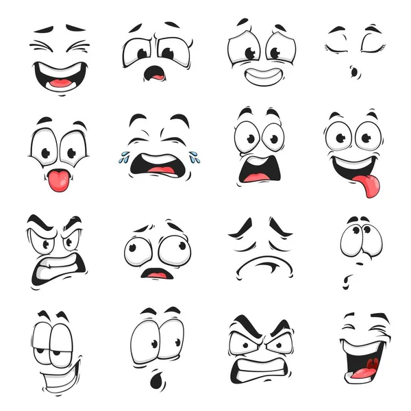 Gesichtsausdruck Isolierte Vektorsymbole Lustige Cartoon Emojis Erschöpft Weinend Und Verrückt — Stockvektor