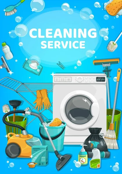 Serviço Limpeza Casa Lavandaria Casa Limpa Detergentes Lavagem Limpeza Doméstica — Vetor de Stock