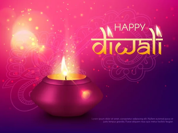 Diwali Deepavali Indiase Vrolijke Vakantie Vector India Hindoe Diya Wenskaart — Stockvector