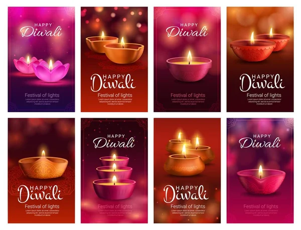 Diwali Deepavali Diya Lámpara Festival Luz India — Archivo Imágenes Vectoriales
