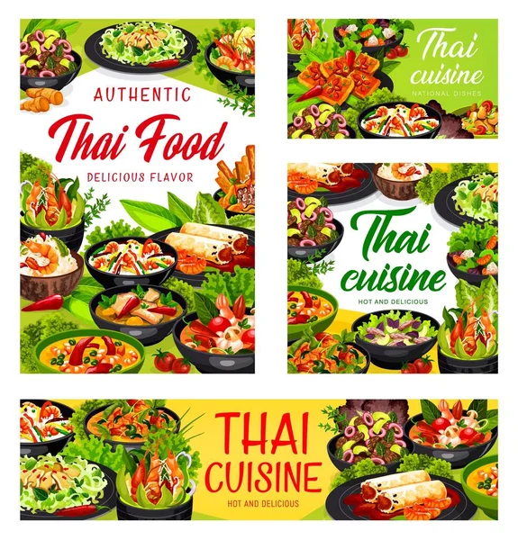 Cucina Thailandese Vettoriale Involtini Primavera Insalata Thai Con Manzo Condimento — Vettoriale Stock