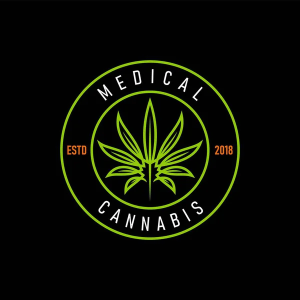 Cannabis Medicinal Emblema Marihuana Cbd Ícono Hoja Hierba Símbolo Gráfico — Archivo Imágenes Vectoriales