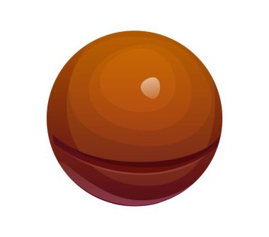 Çizgi filmdeki çiğ macadamia fındığı kabuk içinde. Sert kahverengi kabuklu, doğal parlak desenli ve kaba yüzeyi olan izole vektör tohumu. Yenilebilir egzotik fındık, atıştırmalık ve sağlıklı yağ açısından zengin tatlı.