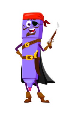 Çizgi film, kalem eğitimi kırtasiyesi korsanı ve korsan karakter karakterini hissetti. İzole edilmiş vektör boyama aracı kişiliği, dumanı tüten bir silahı sallama, kabadayılık taslama cazibesi ve macera.