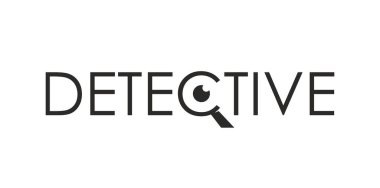 Özel Ajan Casus ya da Araştırma Birimi 'nden Dedektif Icon, vektör sembolü. Harflerin özel dedektiflik ikonu ve polis müfettişi veya soruşturma ajanı için büyüteç