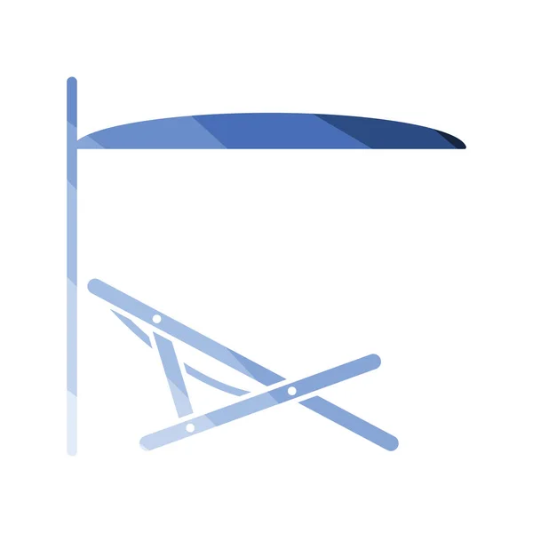 Sea Beach Recliner Com Umbrella Icon Design Cor Plana Ilustração — Vetor de Stock