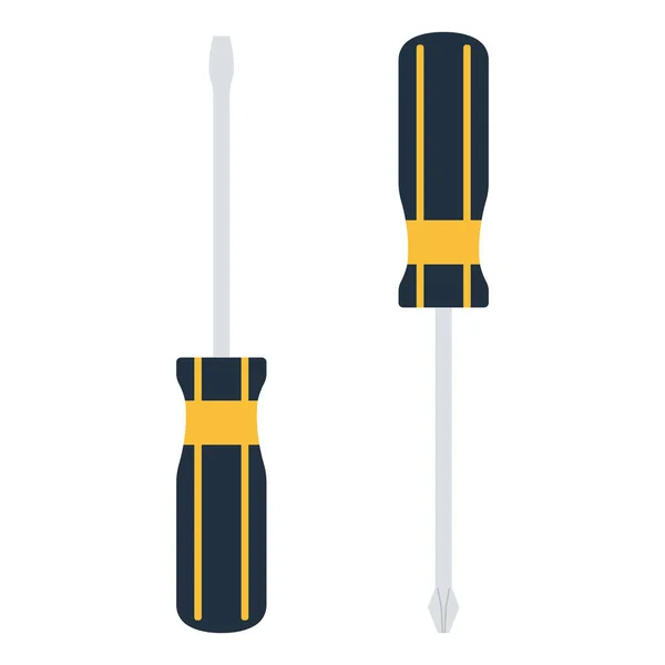 Screwdriver Icon Flat Color Design Vector Illustration — Stock Vector