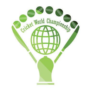 Kriket Kupası ikonu. Düz Renk Tasarımı. Vektör İllüstrasyonu.