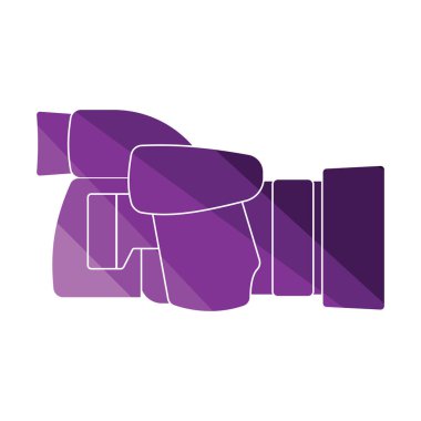 Premium Fotoğraf Makinesinin Simgesi. Düz Renk Tasarımı. Vektör İllüstrasyonu.