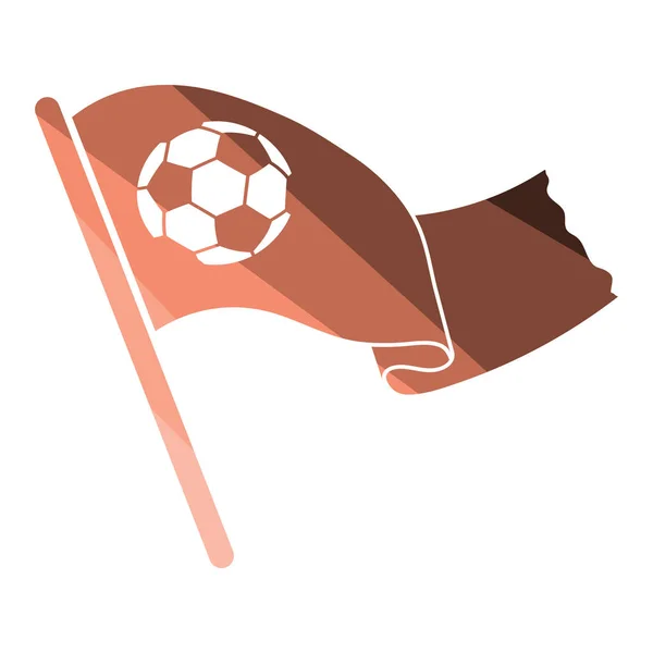 Football Fans Waving Flag Soccer Ball Icon Flat Color Design — Stock Vector