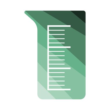 Kimya ikonu deney şişesi. Düz Renk Tasarımı. Vektör İllüstrasyonu.