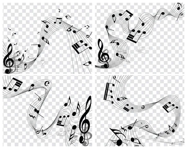 Musical Designs Elements Music Staff Treble Clef Notes Black White — стоковый вектор
