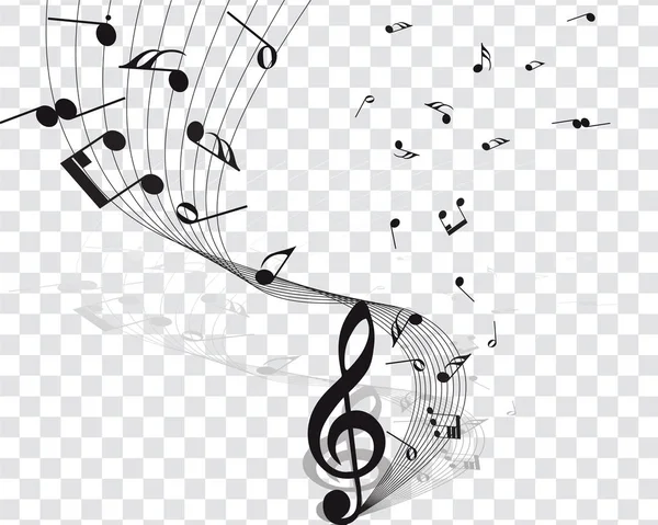 Musical Designs Elements Music Staff Treble Clef Notes Black White — Vetor de Stock