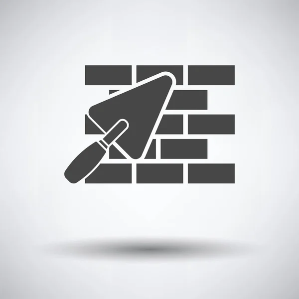 Icône Mur Briques Avec Truelle Sur Fond Gris Ombre Ronde — Image vectorielle