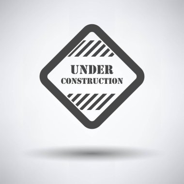 Yapım aşamasında gölge yuvarlak gri arka plan üzerinde simgesi. Vektör çizim.