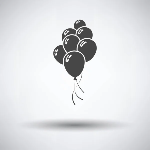 Ballons Fête Étoiles Icône Sur Fond Gris Ombre Ronde Illustration — Image vectorielle