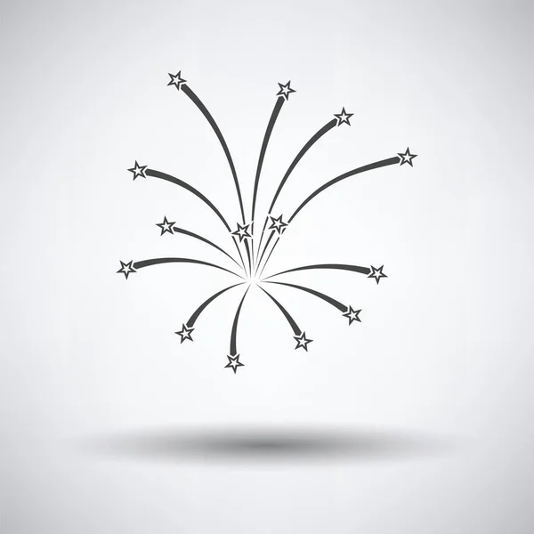 Ikona Programu Fireworks Szarym Tle Okrągły Cień Ilustracja Wektorowa — Wektor stockowy