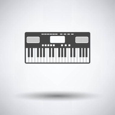 Yuvarlak gölge gri arka plan müzik synthesizer simgesi. Vektör çizim.