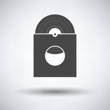 Vinil kaydında yuvarlak gölge gri arka plan üzerinde zarf simgesi. Vektör çizim.