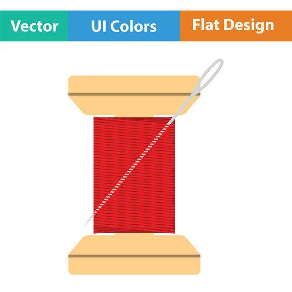 Menjahit Reel Dengan Thread Icon Rancangan Warna Rata Ilustrasi Vektor - Stok Vektor