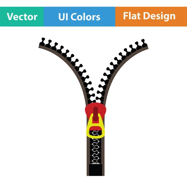 Icono Costura Zip Line Diseño Color Plano Ilustración Vectorial — Vector de stock