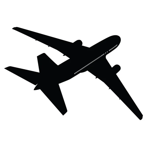 Flugzeug Silhouette Auf Weißem Hintergrund Vektorillustration — Stockvektor