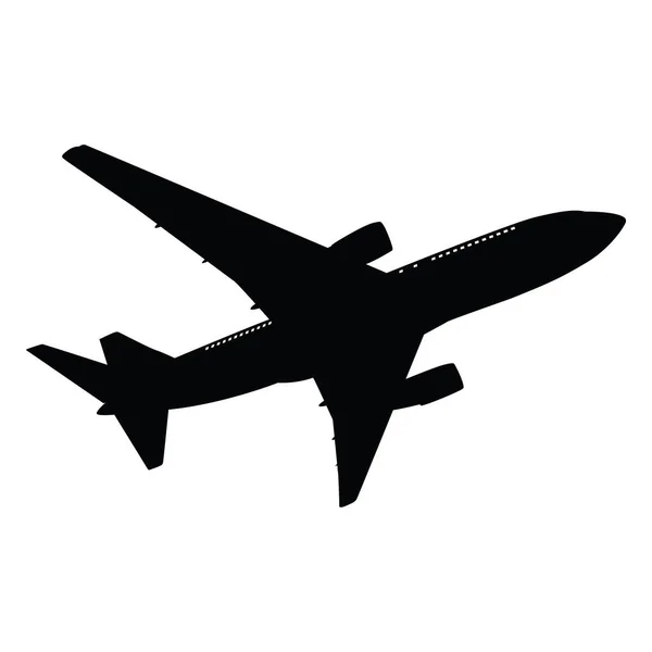Silueta Avión Sobre Fondo Blanco Ilustración Vectorial — Vector de stock