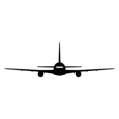 Beyaz arka plan üzerinde uçak siluet. Vektör çizim.