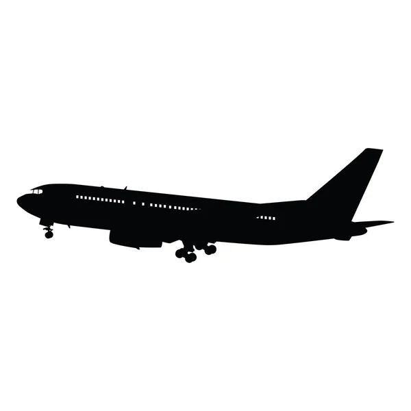 Flugzeug Silhouette Auf Weißem Hintergrund Vektorillustration — Stockvektor