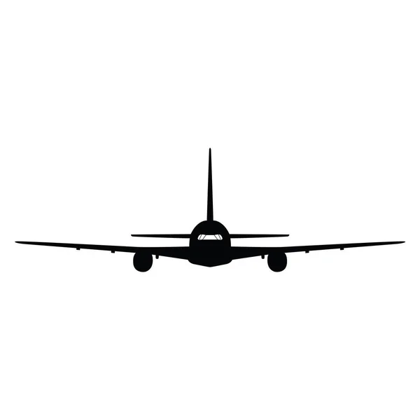 Repülőgép Silhouette Fehér Háttér Vektoros Illusztráció — Stock Vector