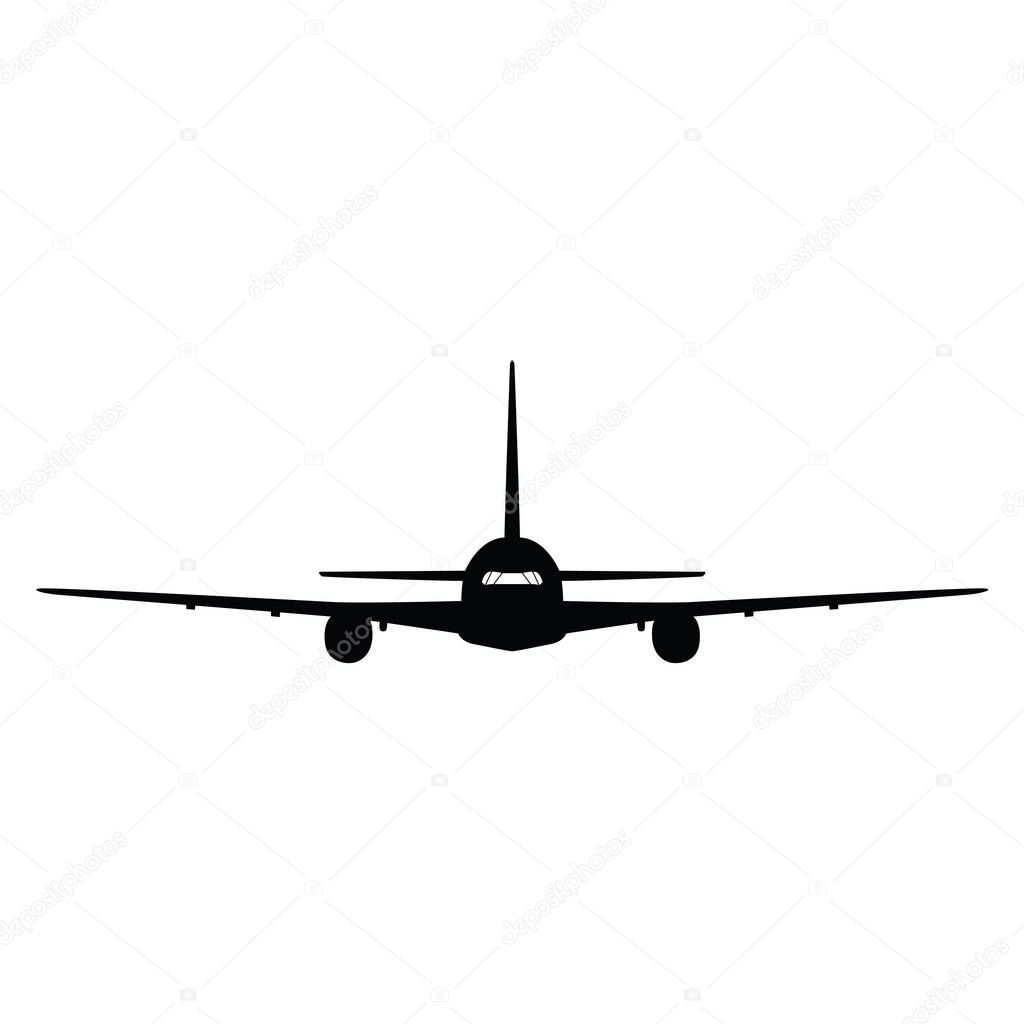 Airplane silhouette on white background. Vector illustration.