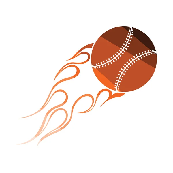 Baseball Fire Ball Icon Flat Color Design Vector Illustration — Stock Vector