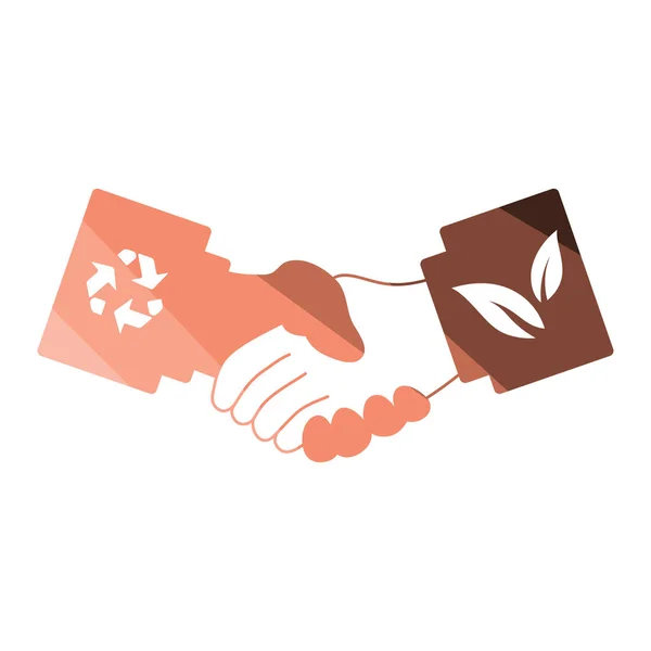 Ecological Handshakes Icon Inglés Diseño Color Plano Ilustración Vectorial — Vector de stock