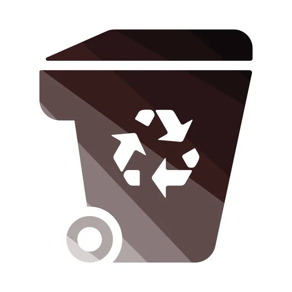 Huisvuil Container Recycle Ondertekenen Pictogram Egale Kleur Ontwerp Vectorillustratie — Stockvector