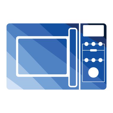 Mikrodalga fırın ikonu. Düz Renk Tasarımı. Vektör İllüstrasyonu.