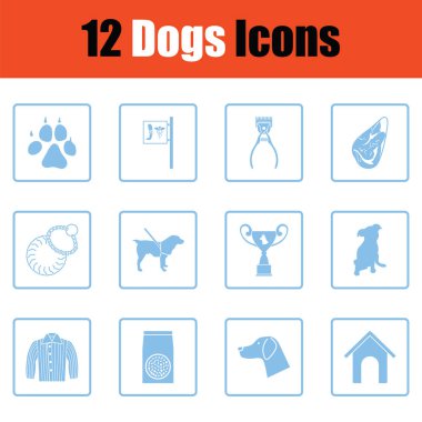 Köpekler Icon set. Mavi gövde tasarımı. Vektör çizim.