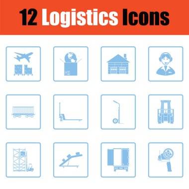 Lojistik Icon set. Mavi gövde tasarımı. Vektör çizim.