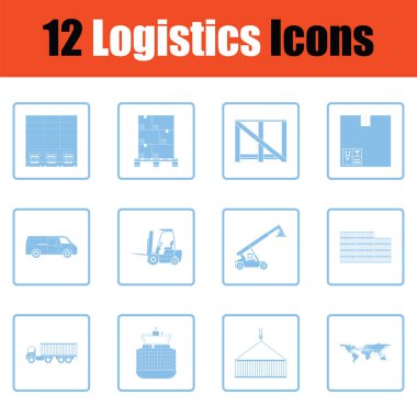 Lojistik Icon set. Mavi gövde tasarımı. Vektör çizim.