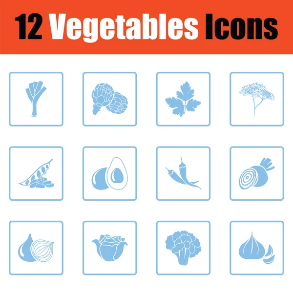 Vegetables Icon Set Blue Frame Design Vector Illustration — Stock Vector