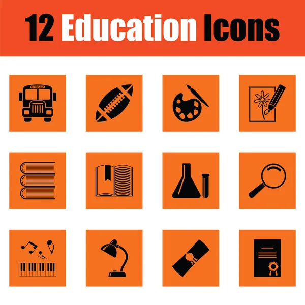 Conjunto Iconos Educativos Diseño Naranja Ilustración Vectorial — Archivo Imágenes Vectoriales