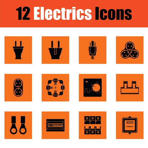 Elektromos Ikon Készlet Narancssárga Design Vektoros Illusztráció — Stock Vector