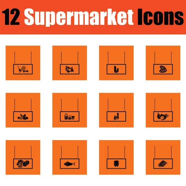 Supermarkt Pictogramserie Oranje Ontwerp Vectorillustratie — Stockvector