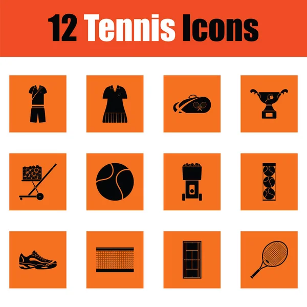 Tennis Icon Set Orange Design Vector Illustration — Stock Vector