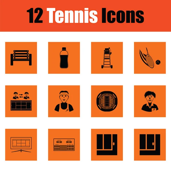 Zestaw Ikon Tenis Pomarańczowy Projekt Ilustracja Wektorowa — Wektor stockowy