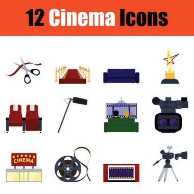 Sinema Icon set. Renk tasarımı. Vektör çizim.
